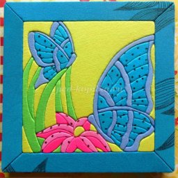​Картина в технике кинусайга "Бабочка и цветы": часть 3