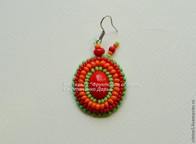 Мастер класс по вышитым серьгам "Фруктовое ассорти": часть 3