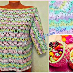 ​Блуза крючком с рисунком зигзагом