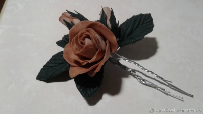 ​Создаем брошь "Букет двухцветных роз": часть 4