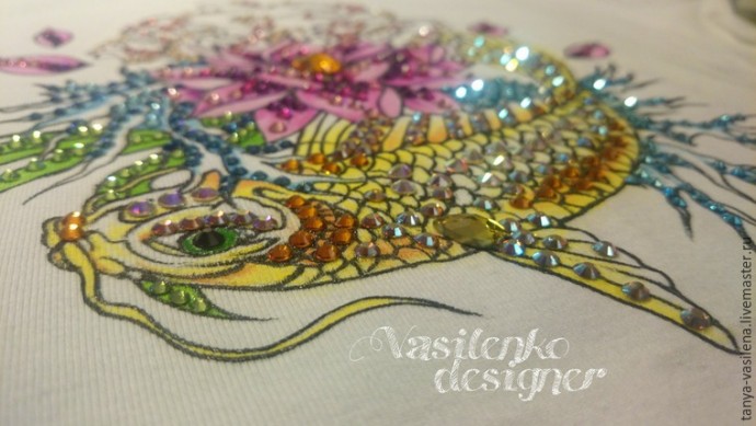 Декорируем футболку "Легкий бриз" стразами Swarovski: часть 3