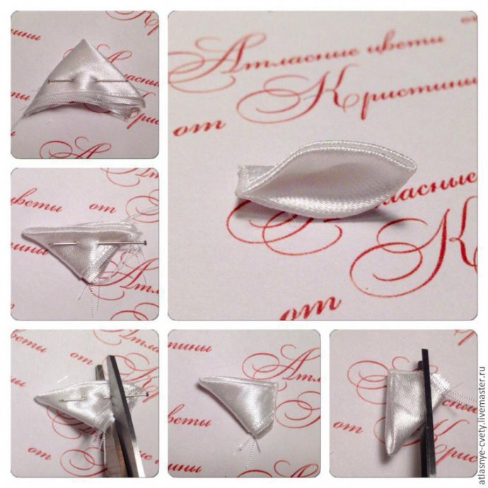 Делаем снежинку из атласной ленты в технике канзаши: часть 1