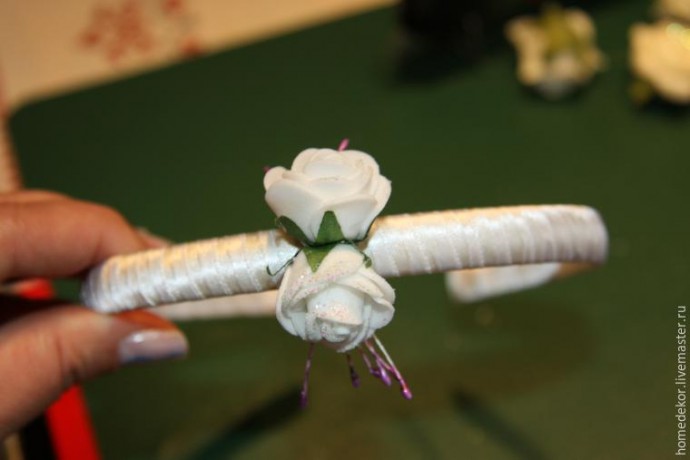 Декорируем ободок для волос "Нежная роза"