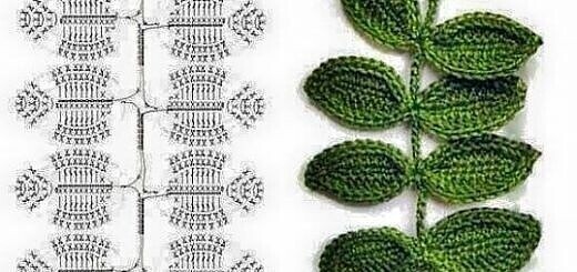 Вязаные листочки крючком