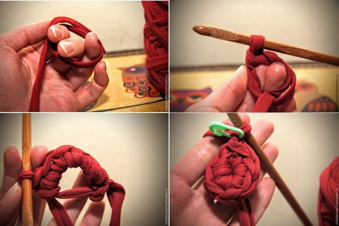 Вяжем крючком корзинку из трикотажной пряжи