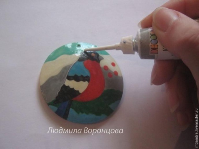 Создание кулона с росписью "Снегирь": часть 1