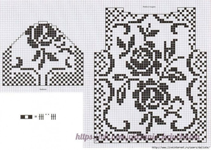 Филейная блуза с розами