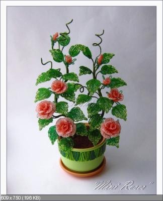 Создаем куст роз из бисера: часть 5