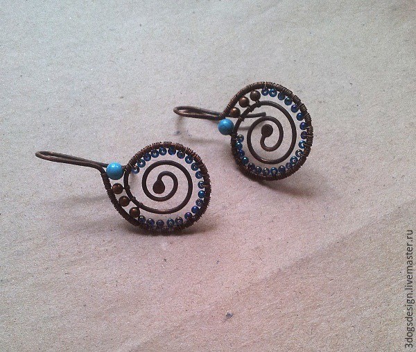 ​Wire wrap начинающим: простые, но эффектные серьги в стиле этно, часть 3