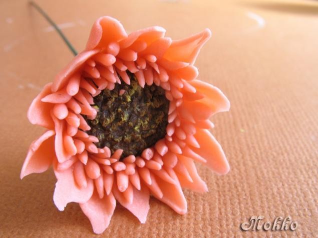 Лепка цветка герберы из полимерной глины: часть 2