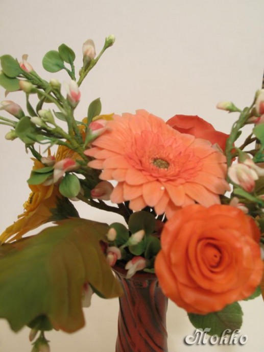 Лепка цветка герберы из полимерной глины: часть 3