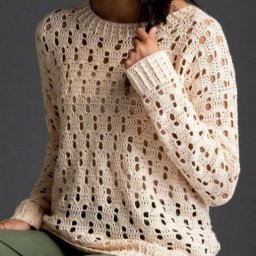 ​Ажурный джемпер крючком