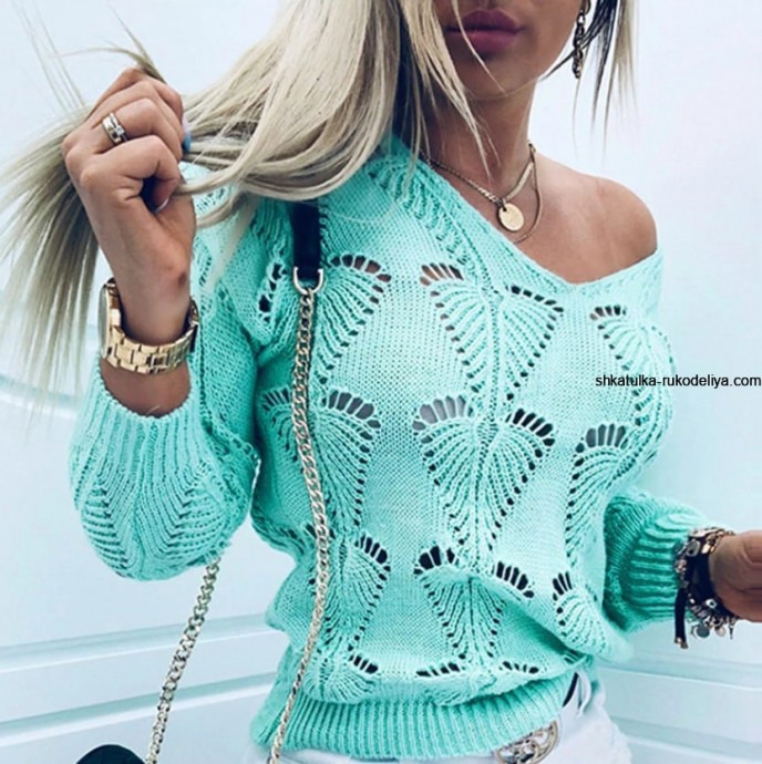 ​Пуловер в бирюзовых тонах