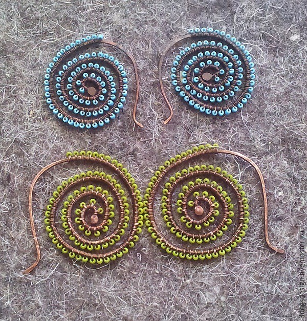 ​Wire wrap начинающим: простые, но эффектные серьги в стиле этно, часть 2