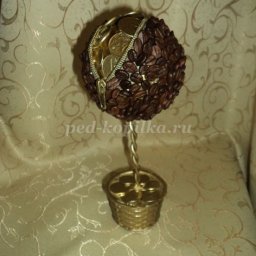 Топиарий-кошелёк из кофейных зёрен: мастер-класс