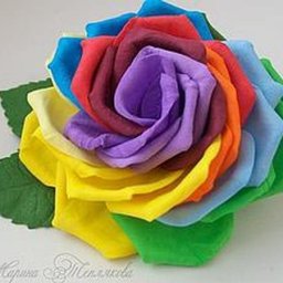 ​Лепим радужную розу из фоамирана: часть 2
