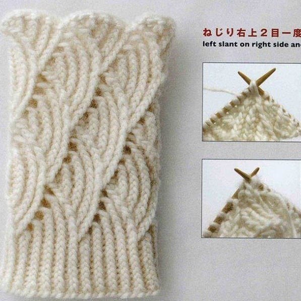 Узор "Листочки" спицами