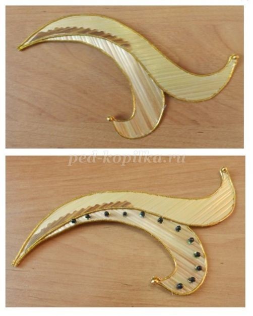 Декоративное панно "Жар-птица" из соломки: часть 5