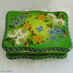 Украшаем шкатулку рисунками ромашек и васильков: часть 2