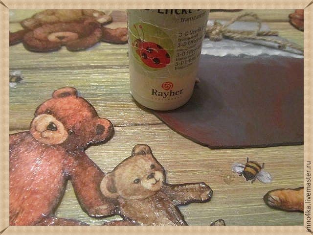 Объемный декупаж без специальных материалов: создаем панно "Ложка меда": часть 5