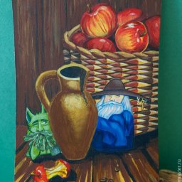 ​Рисуем акрилом добрых домашних духов на кухонной доске: часть 1