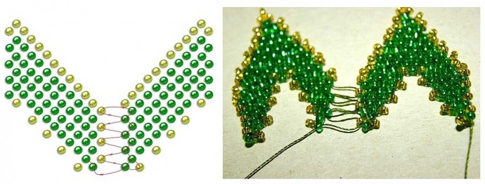 Зеленый цветок из бисера