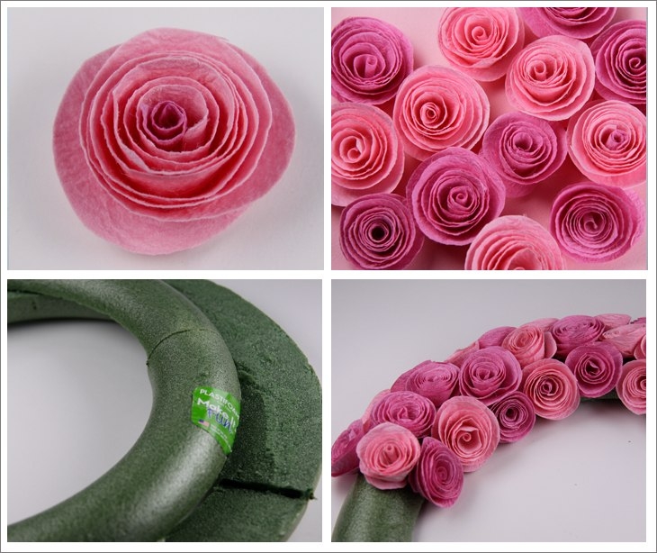 Нежный веночек из бумажных роз