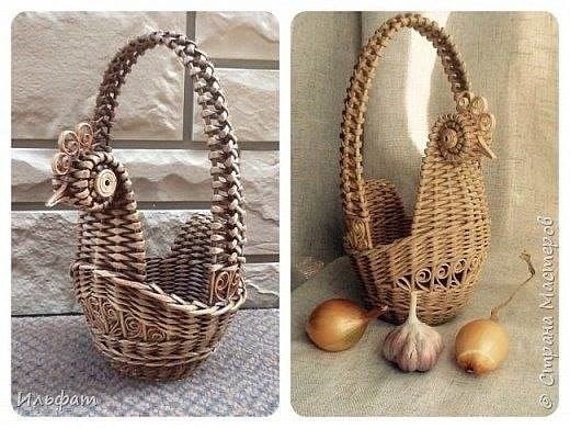 Пасхальные корзинки из газетных трубочек