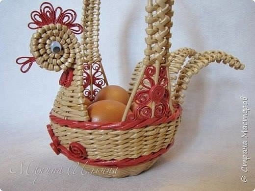 Пасхальные корзинки из газетных трубочек