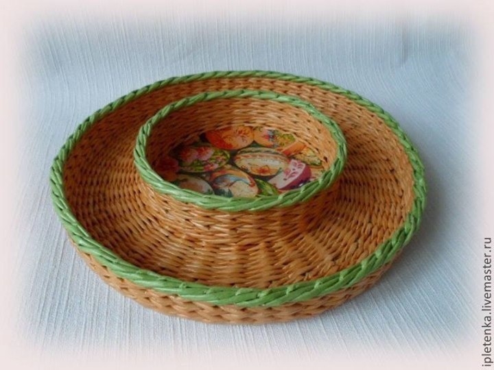 Пасхальные корзинки из газетных трубочек