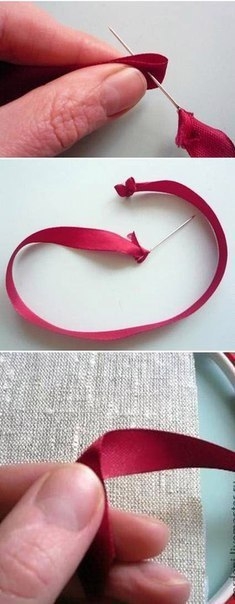 Вышиваем объемную розу лентами