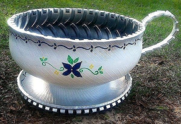 Необычные вазоны из покрышек своими руками.