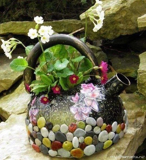 Идея декора старого чайника Идея декора старого чайника