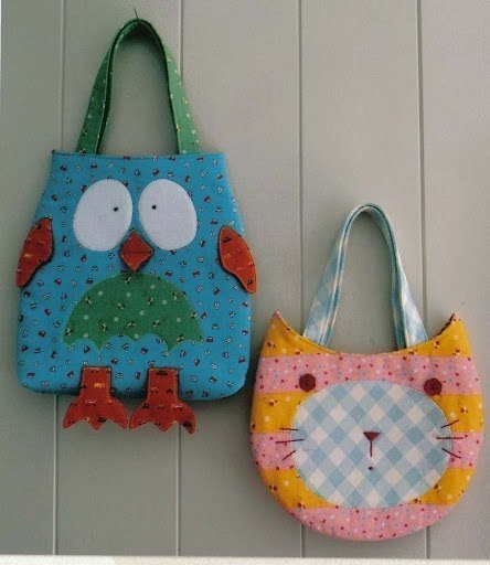 Забавные детские сумочки - совушка и котик. Выкройки. Забавные детские сумочки - совушка и котик. Выкройки.