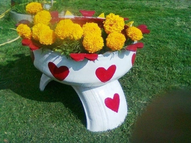 Вазоны из покрышек