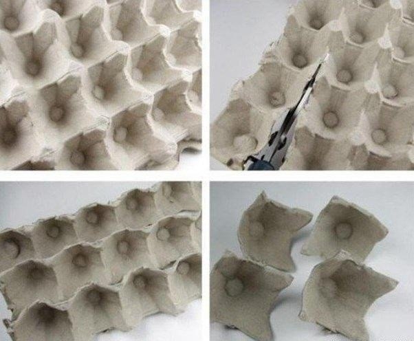 Розы из яичных лотков