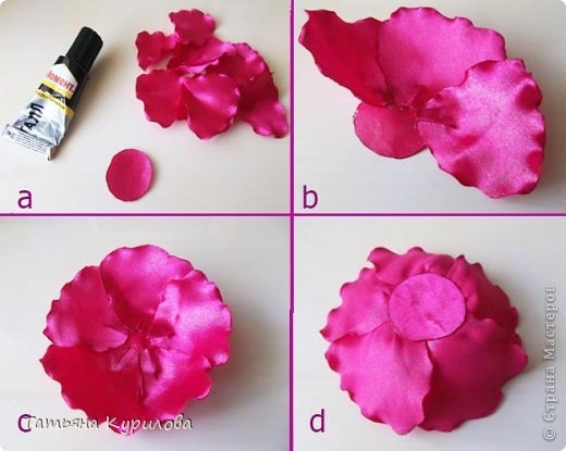 Маки из атласных лент.