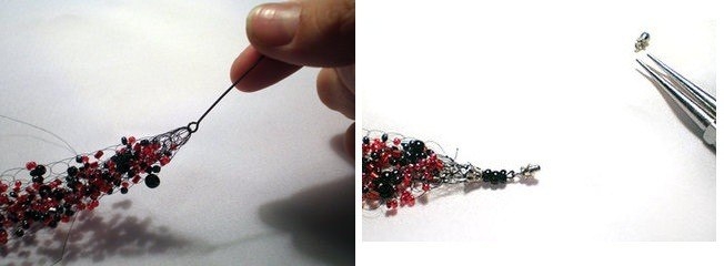 Воздушное колье, связанное крючком из бисера и камней.