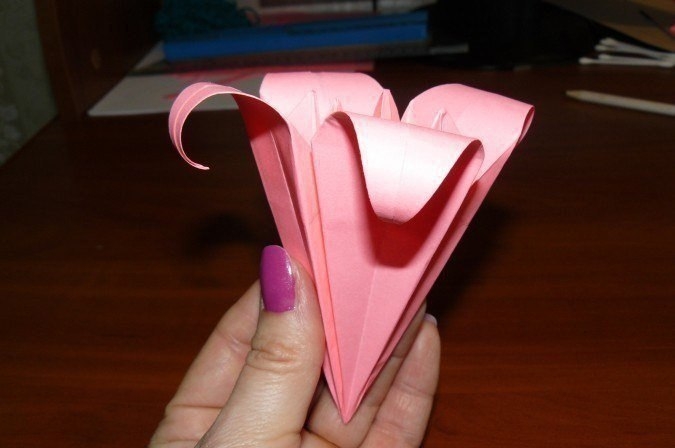 Корзина с лилиями. Оригами