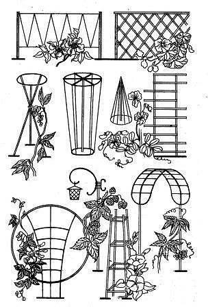 Деревянные опоры для цветов.