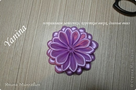 Цинии в технике канзаши