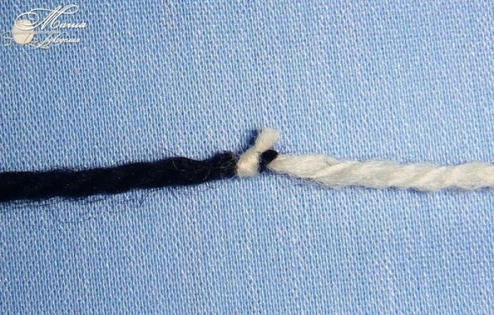 Узелок промышленный для соединения нитей