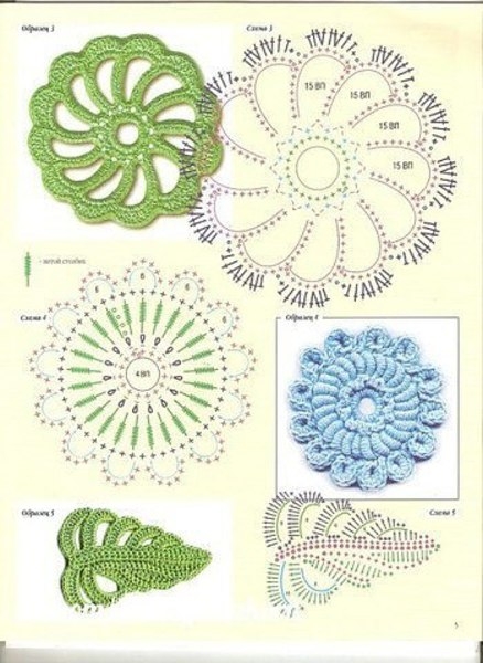 Вяжем листочки и цветочки