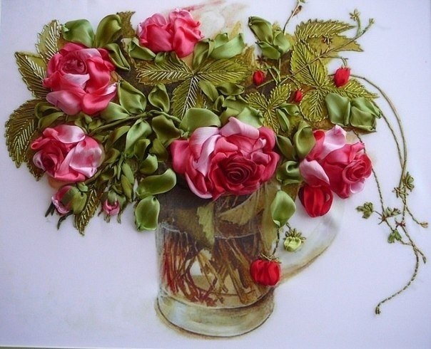 Вышивка лентами от Людмилы Дейнеко.