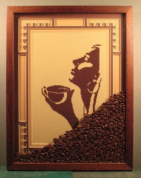 Вышитая картина кофе