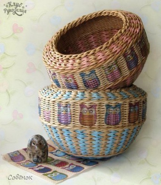 Плетем корзинку из газетных трубочек. Мастер-класс.