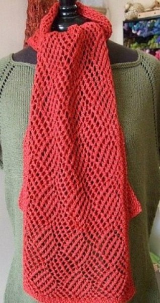 Ажурный геометрический узор для вязания легкого шарфика