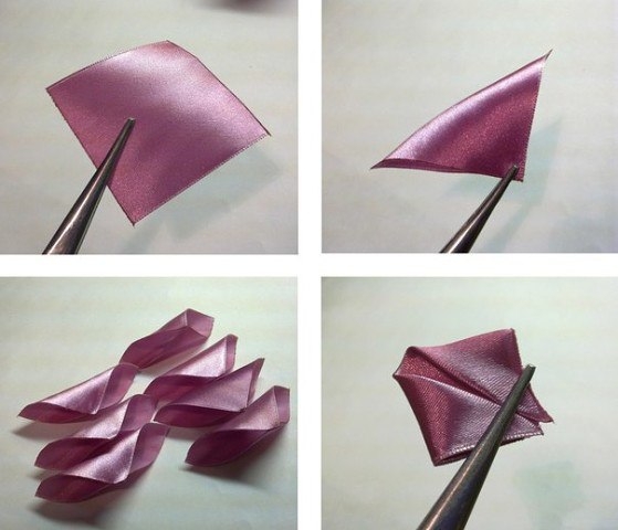 Роза в технике канзаши