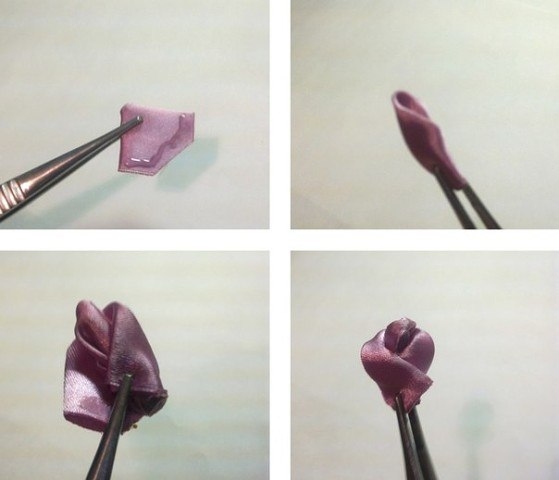 Роза в технике канзаши