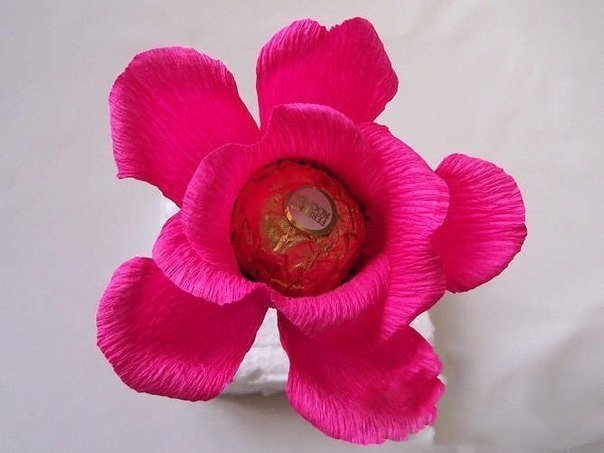 Объемная роза из конфет Объемная роза из конфет